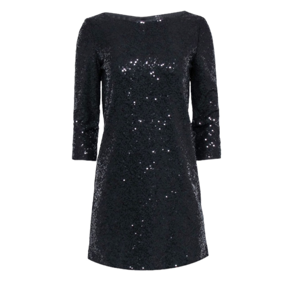 Tahari Womens Size Small Black Sequin Shift Dress Evening Wear Party